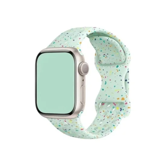 Apple Watch Strap 42/44 Mm Silicone Sport Band With Perforations And Pin‑And‑Tuck Closure Rockrose &ndash; Mint